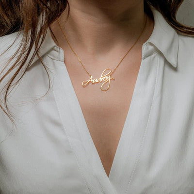 24K Gold Plated Signature Name Necklace