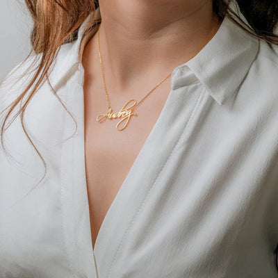 24K Gold Plated Signature Name Necklace